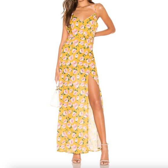 superdown Dresses & Skirts - Revolve Superdown Lorie Slit Maxi Dress in Yellow Floral